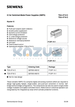 TDA4714C datasheet - IC for Switched-Mode Power Supplies (SMPS)