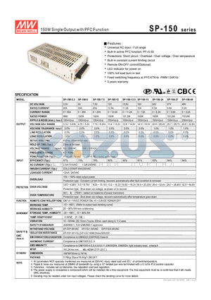 SP-150-13.5 datasheet - 150W Single Output with PFC Function