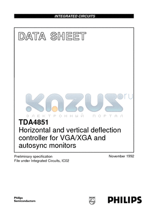 TDA4851 datasheet - Horizontal and vertical deflection controller for VGA/XGA and autosync monitors