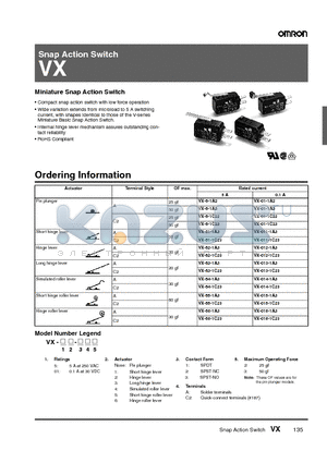 VX-011-1A3 datasheet - Snap Action Switch