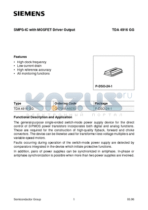 TDA4916GG datasheet - SMPS-IC with MOSFET Driver Output