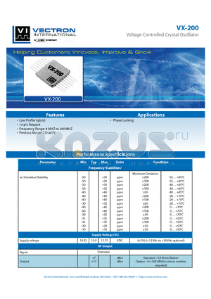 VX-200 datasheet - Voltage Controlled Crystal Oscillator