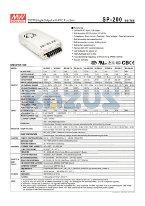 SP-200-13.5 datasheet - 200W Single Output with PFC Function