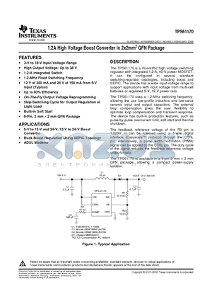 TPS61170DRVR datasheet - 1.2A High Voltage Boost Converter in 2x2mm2 QFN Package