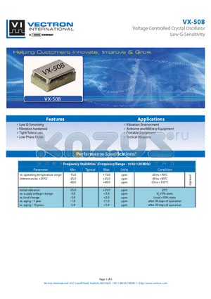 VX-508 datasheet - Voltage Controlled Crystal Oscillator