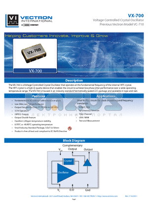 VX-700-ECE-KXAN datasheet - Voltage Controlled Crystal Oscillator