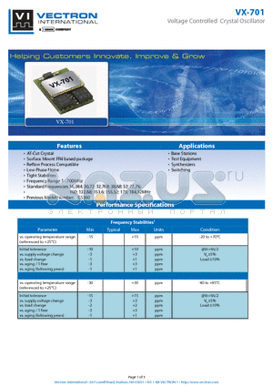 VX-7010-DCJ-105 datasheet - Voltage Controlled Crystal Oscillator