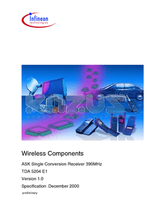 TDA5204E1 datasheet - ASK Single Conversion Receiver 390MHz