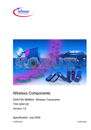 TDA5250 datasheet - ASK/FSK 868MHz Wireless Transceiver