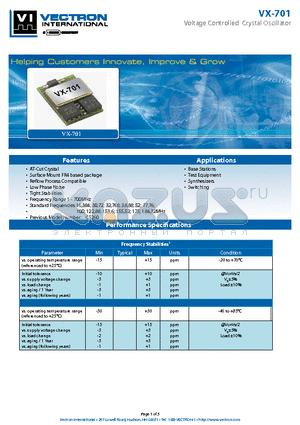VX-701_12 datasheet - Voltage Controlled Crystal Oscillator