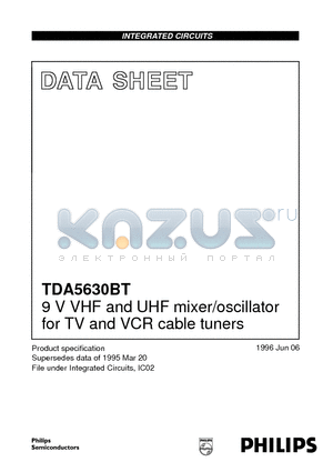TDA5630BT datasheet - 9 V VHF and UHF mixer/oscillator for TV and VCR cable tuners