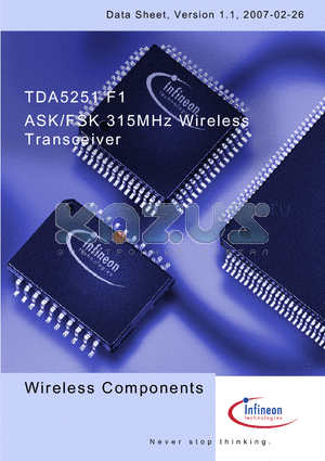 TDA5251F1_07 datasheet - ASK/FSK 315MHz Wireless Transceiver