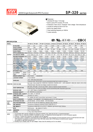 SP-320-12 datasheet - 320W Single Output with PFC Function