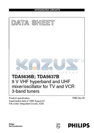 TDA5637B datasheet - 9 V VHF hyperband and UHF mixer/oscillator for TV and VCR 3-band tuners