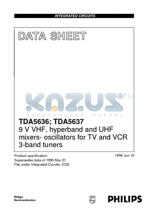 TDA5637T datasheet - 9 V VHF, hyperband and UHF mixers- oscillators for TV and VCR 3-band tuners