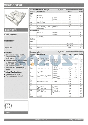 SK200GD066T datasheet - IGBT Module