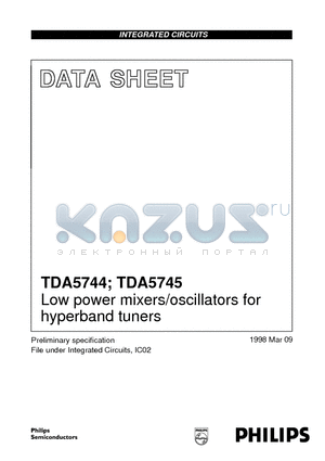 TDA5744 datasheet - Low power mixers/oscillators for hyperband tuners