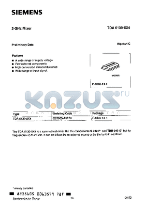 TDA6130-5X4 datasheet - 2-GHz MIXER