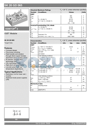 SK20GD065 datasheet - IGBT Module