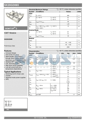 SK20GD065 datasheet - IGBT Module