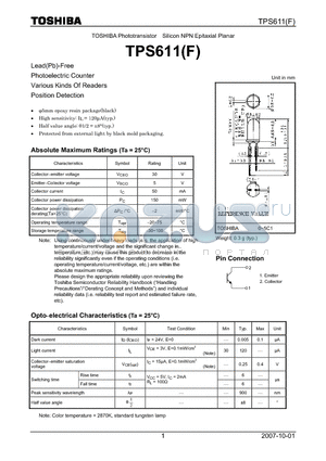 TPS611_07 datasheet - Silicon NPN Epitaxial Planar