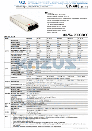 SP-480 datasheet - 480W Single Output with PFC Function