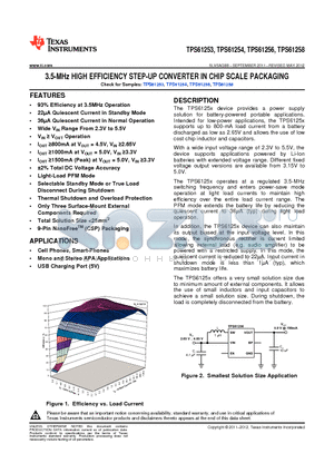 TPS61253YFF datasheet - 3.5-MHz HIGH EFFICIENCY STEP-UP CONVERTER IN CHIP SCALE PACKAGING