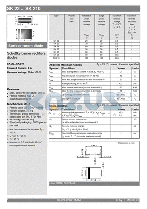 SK210 datasheet - Schottky barrier rectifiers diodes