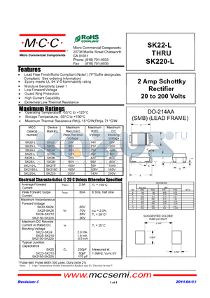 SK2150-L datasheet - 2 Amp Schottky Rectifier 20 to 200 Volts