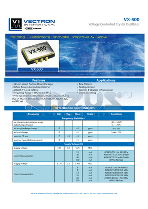 VXCO-5000-DAE-K datasheet - Voltage Controlled Crystal Oscillator