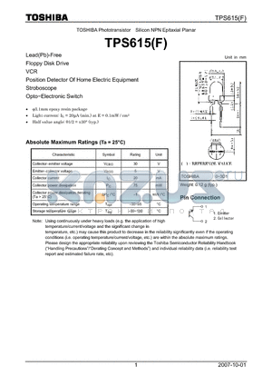 TPS615 datasheet - Silicon NPN Epitaxial Planar
