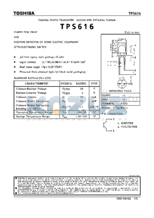 TPS616 datasheet - PHOTO TRANSISTOR SILICON NPN EPITAXIAL PLANAR