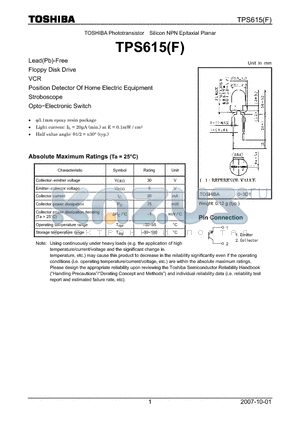 TPS615F datasheet - Silicon NPN Epitaxial Planar