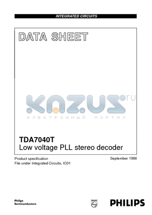 TDA7040 datasheet - Low voltage PLL stereo decoder