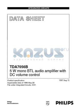 TDA7056B datasheet - 5 W mono BTL audio amplifier with DC volume control