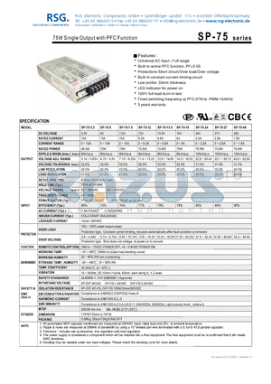 SP-75-12 datasheet - 75W Single Output with PFC Function