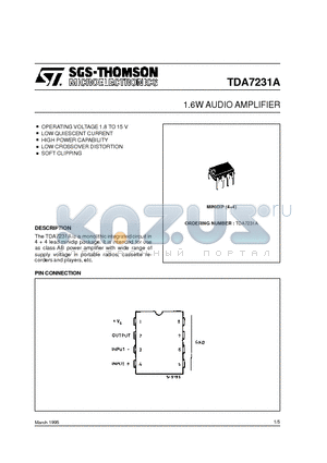 TDA7231 datasheet - 1.6W AUDIO AMPLIFIER