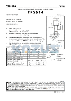 TPS614 datasheet - PHOTO TRANSISTOR SILICON NPN EPITAXIAL PLANAR