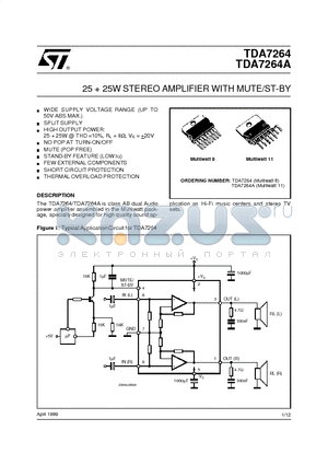 TDA7264 datasheet - 2525W STEREO AMPLIFIER WITH MUTE/ST-BY