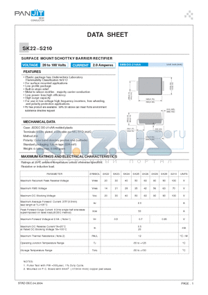 SK23 datasheet - SURFACE MOUNT SCHOTTKY BARRIER RECTIFIER