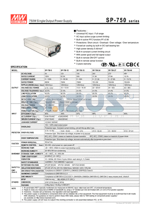 SP-750 datasheet - 750W Single Output Power Supply