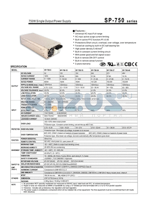 SP-750-15 datasheet - 750W Single Output Power Supply