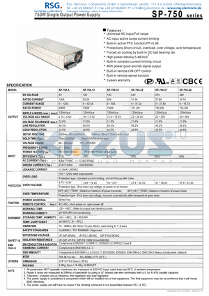 SP-750-15 datasheet - 750W Single Output Power Supply