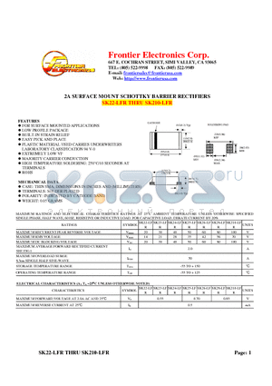 SK23-LFR datasheet - 2A SURFACE MOUNT SCHOTTKY BARRIER RECTIFIERS