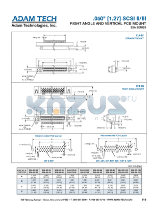 S2A-SV datasheet - .050 [1.27] SCSI II/III IDC FLAT CABLE TERMINATION