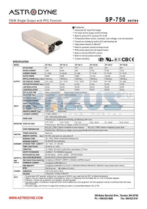 SP-750-27 datasheet - 750W Single Output with PFC Function