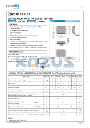 SK23F datasheet - SURFACE MOUNT SCHOTTKY BARRIER RECTIFIER