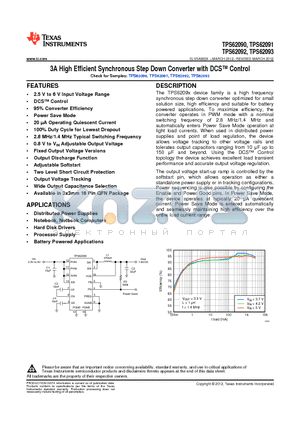 TPS62090RGTT datasheet - 3A High Efficient Synchronous Step Down Converter with DCS Control