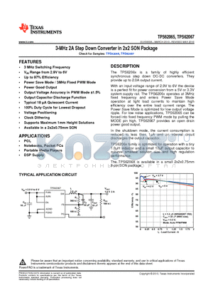 TPS62065_1005 datasheet - 3-MHz 2A Step Down Converter in 2x2 SON Package