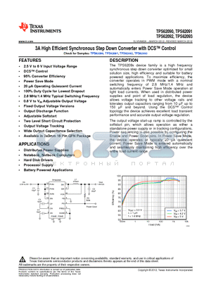 TPS62091RGTT datasheet - 3A High Efficient Synchronous Step Down Converter with DCS Control